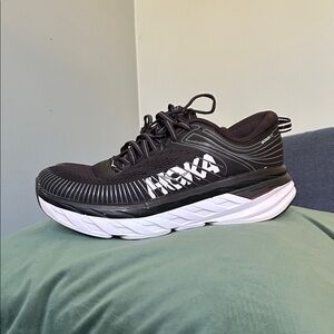 Hoka Bondi 7 Black and White Women’s Running Shoe